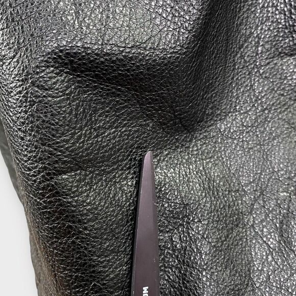 VINTAGE J Crew Jacket Mens Large Black Leather Wool Lined Quilted Heavy Coat - Picture 11 of 11